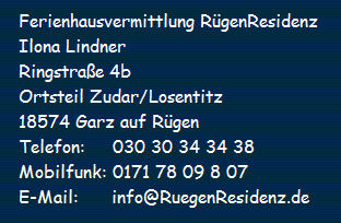 Impressum der Ferienhausvermittlung Rgenresidenz